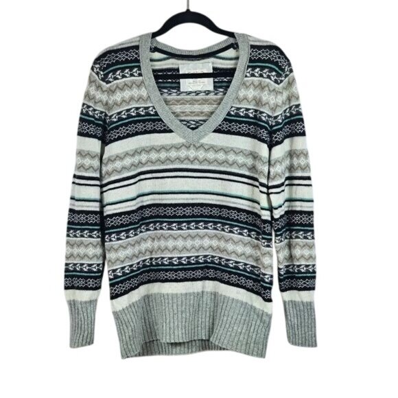 Old Navy V-Neck Fair Isle Sweater Size XXL Wool/Angora Blend Preppy Academia - Picture 1 of 5